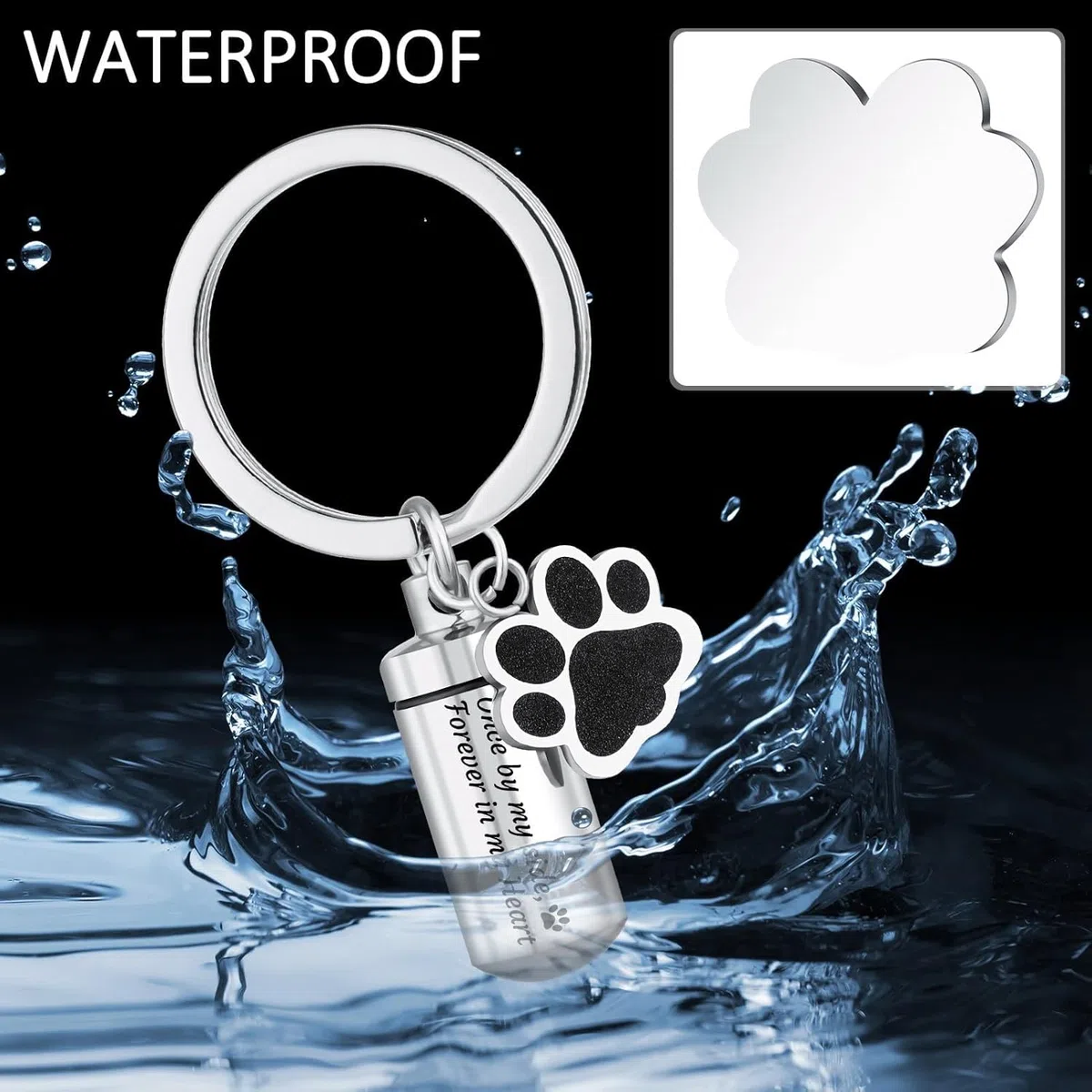 Pet Urn Keyring, Pet Paw Ashes Memorial Keychain, Cat Cremation Ashes Memorial Jewellery Animal Hair Dog Paw Keepsake Pendant