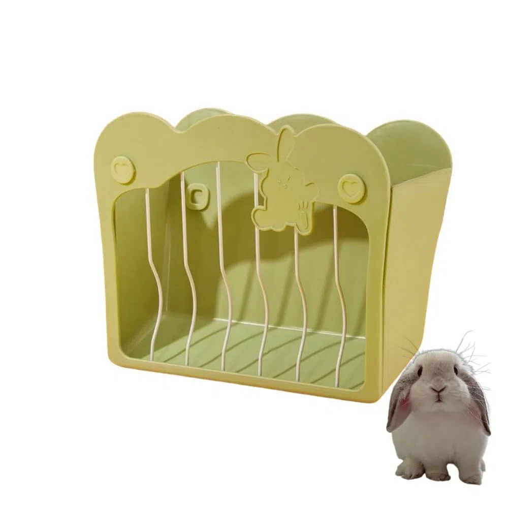 Comedero para conejo, porta heno para colgar para pequeños animales, conejos, conejos enanos, cobayas (verde)