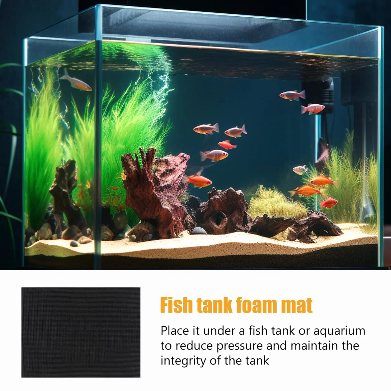 Garneck Alfombrilla de espuma antideslizante para acuario, 40 x 30 cm, para una nivelación óptima y protección de la mesa, accesorio impermeable para acuarios