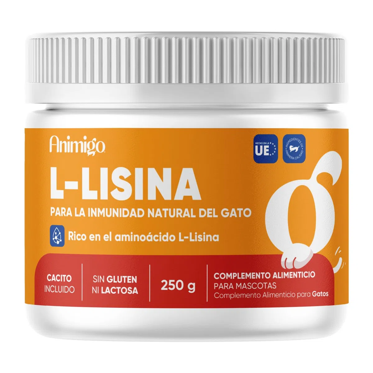 Lisina para Gatos en Polvo 250g, Con Cucharita, Para El Sistema Inmune, Las Defensas Naturales y La Función Respiratoria - Suplemento Natural de Aminoácidos Esenciales para Todas las Razas, Sin Gluten