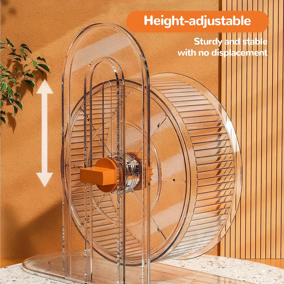 Rueda para Hamster Silenciosa, 21cm Rueda para Correr de Hámster con Soporte Ajustable, Juguete Transparente de Ejercicio para Hamster, Jaula Accessories para Cricetos Enanos, Ratones y Gerbos