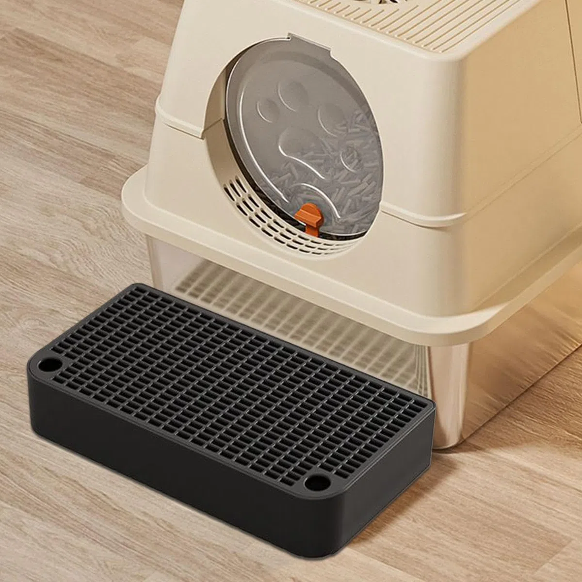 Escalón para Caja de, Trampa de de Doble con función de Filtro, Pedal de rampa de Inodoro Impermeable de 12.6 x 6.3 Pulgadas, para Mascotas, Conejos, Animales, Mejora la Limpieza y
