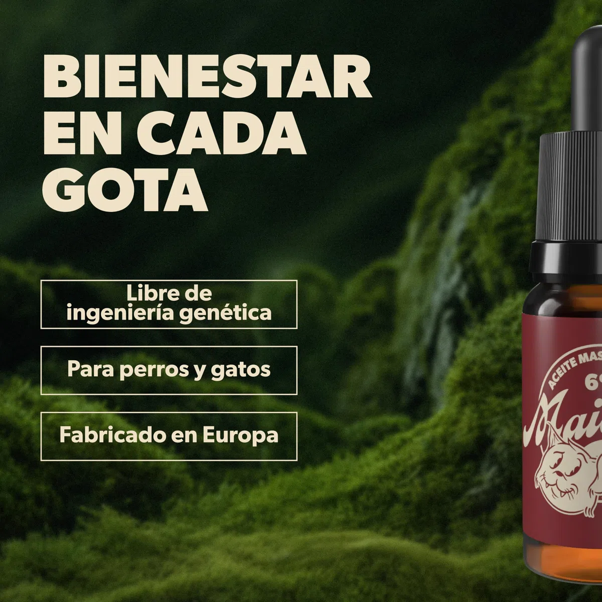 Aceite de Cañamo Perros y Gatos 6% | Oil 30ml 900mg | Calmante Perros y Calmante Gatos Natural | Gotas Aroma Salmón | Certificado CPNP | Ayuda a Regular el Organismo de tu Mascota