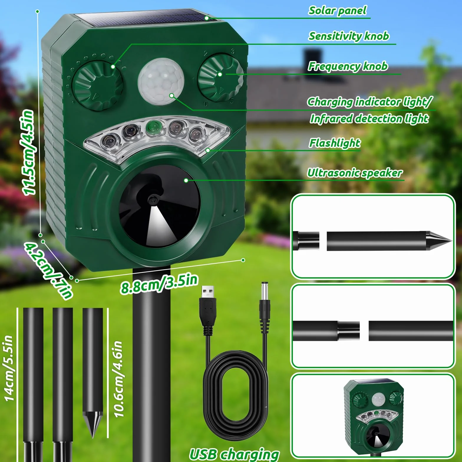 Repelente para Ratones,Repelente de Gatos,Repelente para roedores de conversión de frecuencia ultrasónica Inteligente,Repelente portátil para roedores ultrasónicos,Apto para Ratones,Raccoon