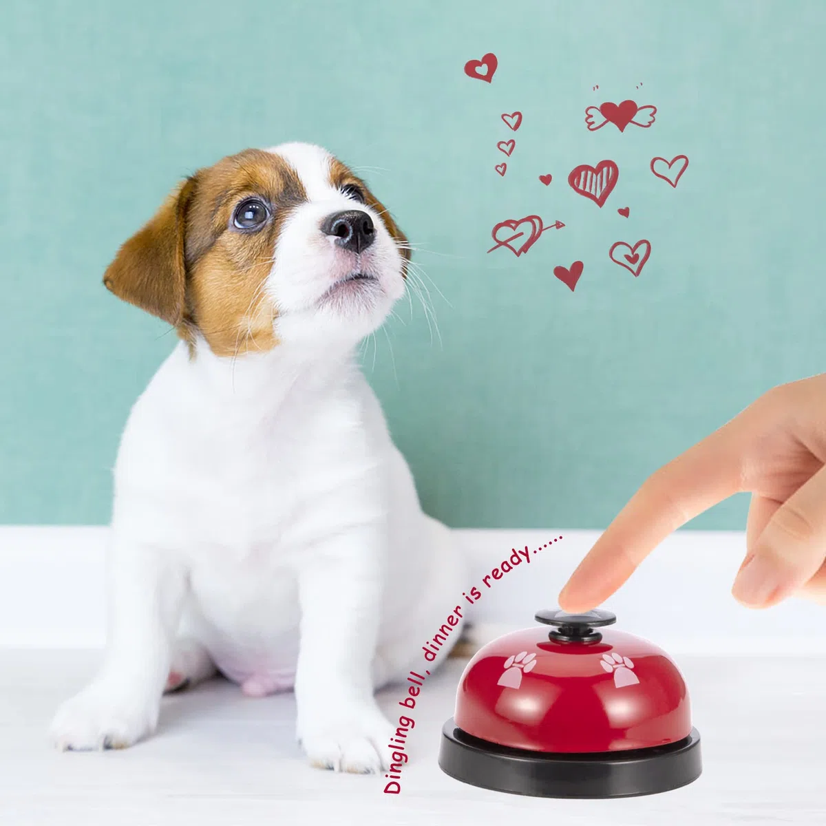 Campanas de Entrenamiento para Mascotas Set de 2 Timbre para Perros con Botones Grandes para el Entrenamiento para IR al Baño y la Comunicación con Perros y Gatos (Rojo + Blanco)