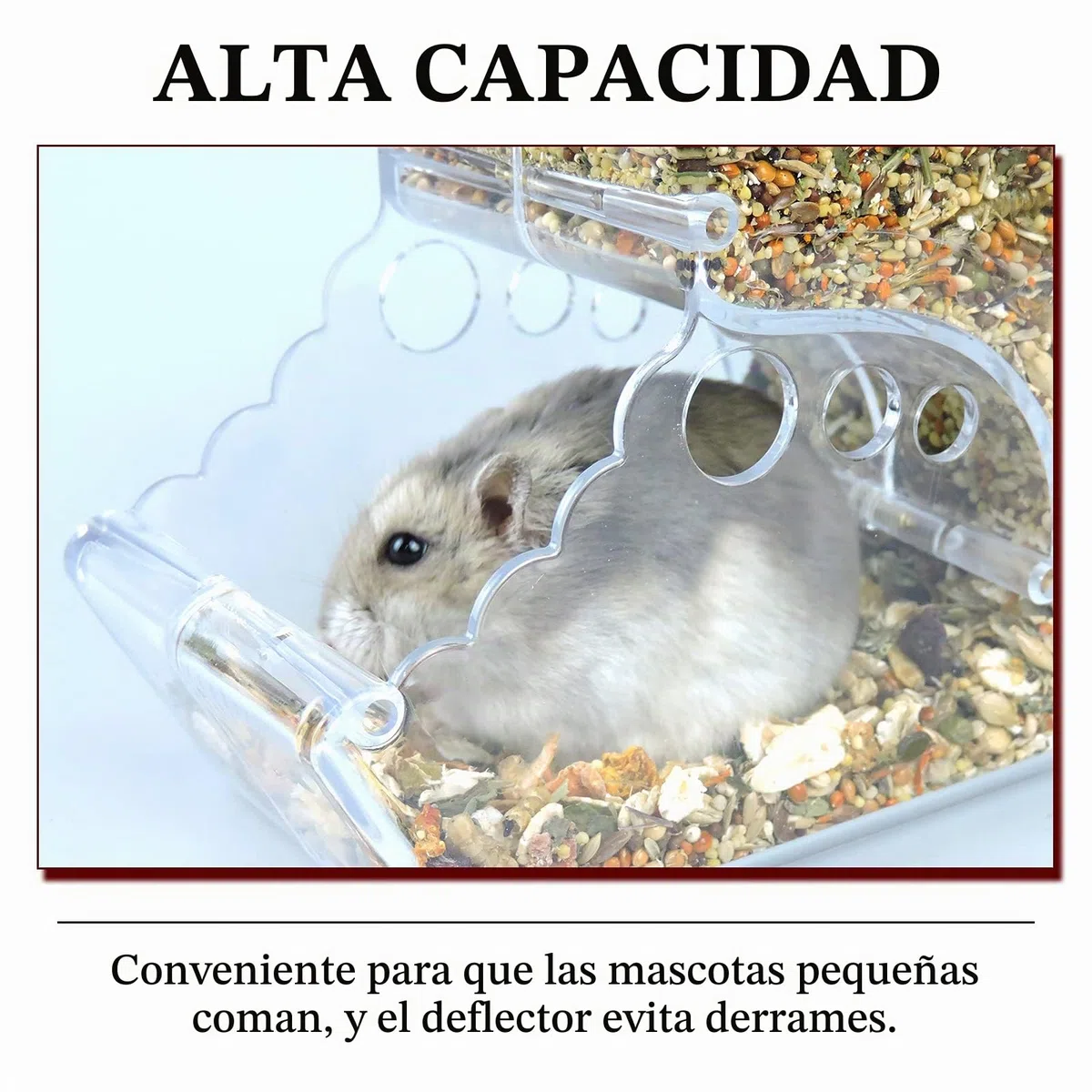 Andiker Alimentador automático de hámster, 400 ml, acrílico transparente, alimentador automático de alimentos acrílico, apto para mascotas pequeñas como hámsters, ardillas, cobayas y pájaros (400 ml)