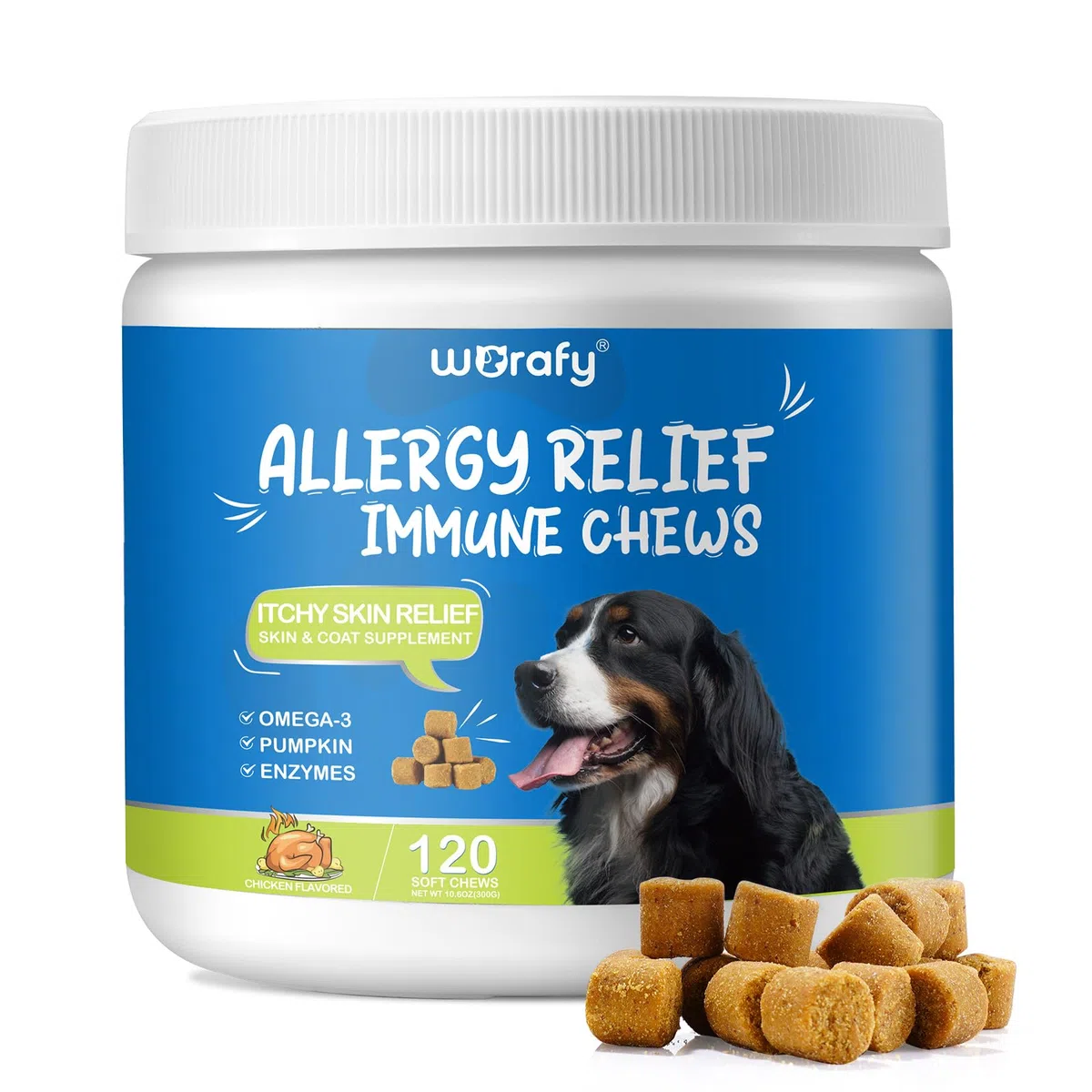 Picazón Perro Comprimidos, Antialérgicos Para Perros, Suplementos para el alivio de la picazón de la piel de los perros para detener el picor, el lamer y el rascado para todos perros, 120 masticadores