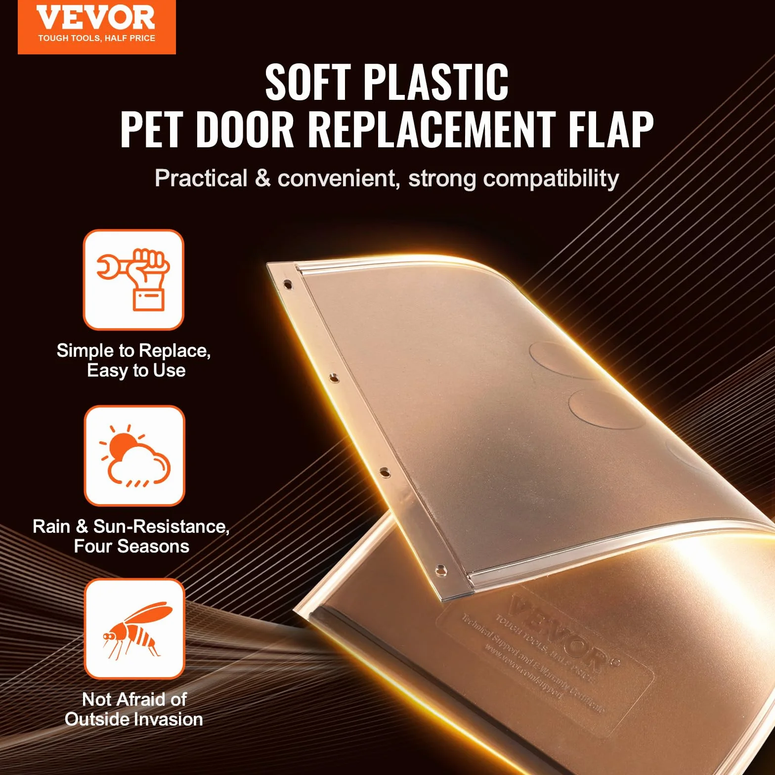 VEVOR Puerta para Mascotas de Repuesto de 209,6 x 311,2 mm, Compatible con Puertas para Mascotas con Solapa, Puerta para Perros de Repuesto de PVC Grueso con Tira Magnética Larga, Tamaño Mediano