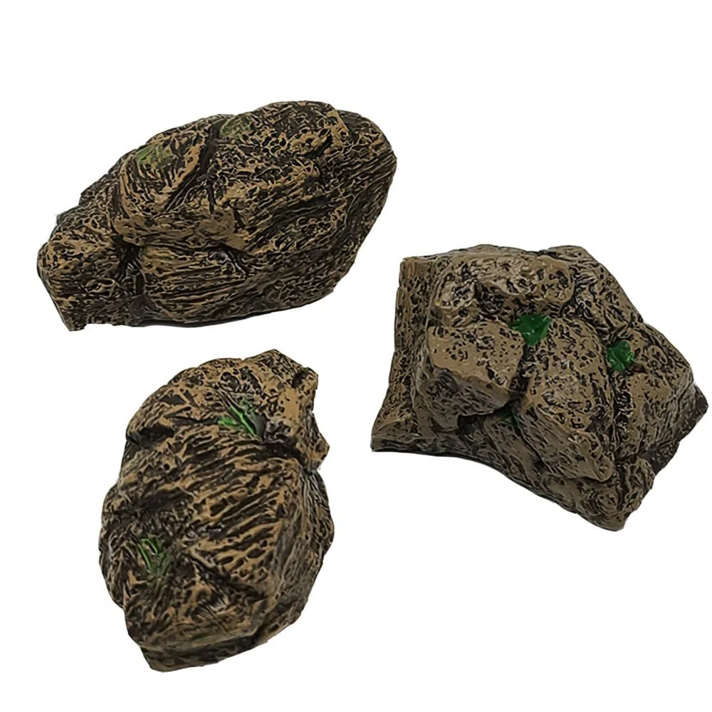 MiOYOOW - Decoración de escalada para Reptiles, 3 piedras y ramas para terrarios, decoración simulada para reptiles