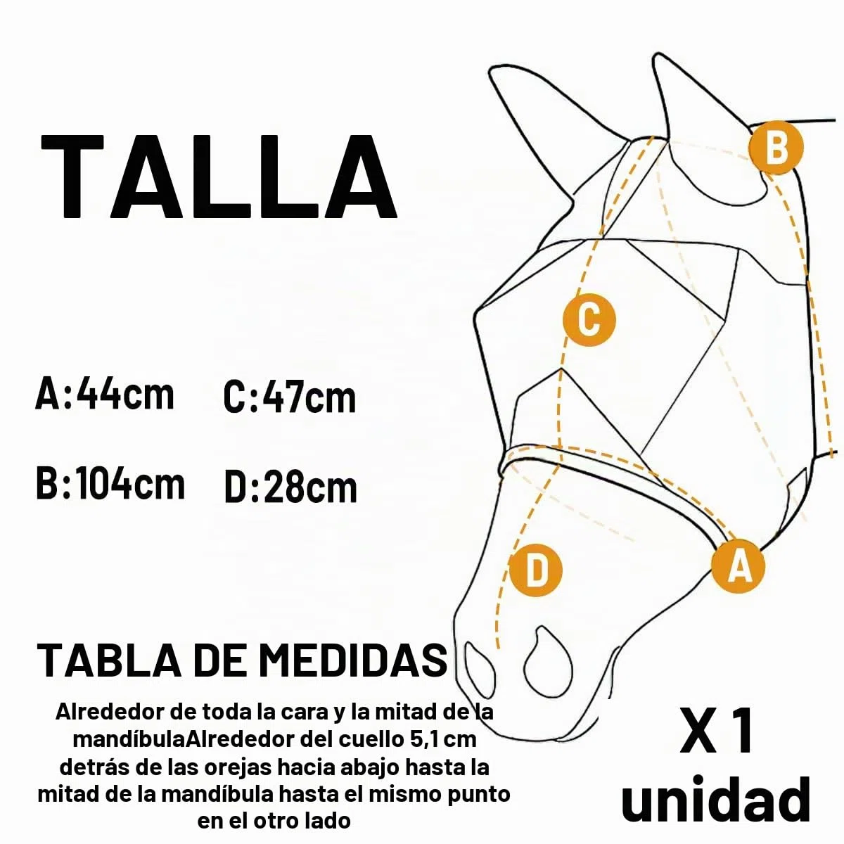 Mascara Antimoscas Caballo Hillylolly Mascara Mosca Caballo, Antimoscas Caballos, Respirable Mascara Caballo Moscas con Protección UV Protección con Orejas y Nariz-L-Full