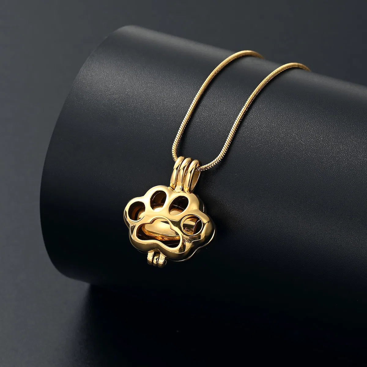 Joyería de cremación de mascotas para cenizas de perro gato pata Imprimir Memorial Locket Urna Collar con mini estuche Keepsake Cremación Joyería para Mujeres / Hombres collar de urna conmemorativa