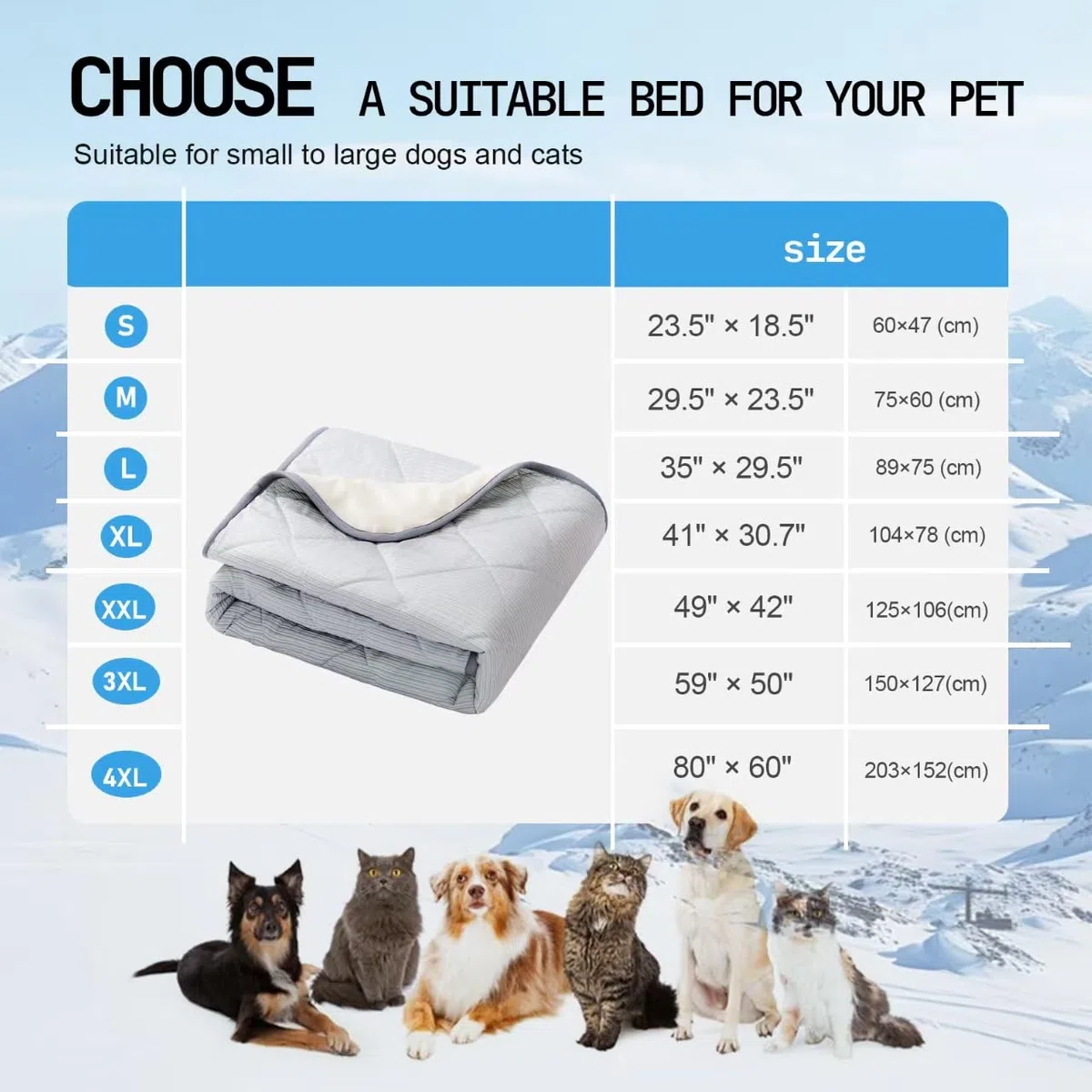 Manta Enfriadora de Doble Cara para Perros: Fresca con Q-MAX>0.4 por un Lado y Suave por el Otro. Alfombra Refrescante Impermeable y Lavable para Sofá, 60x47 cm, Ideal para Mascotas Pequeñas.