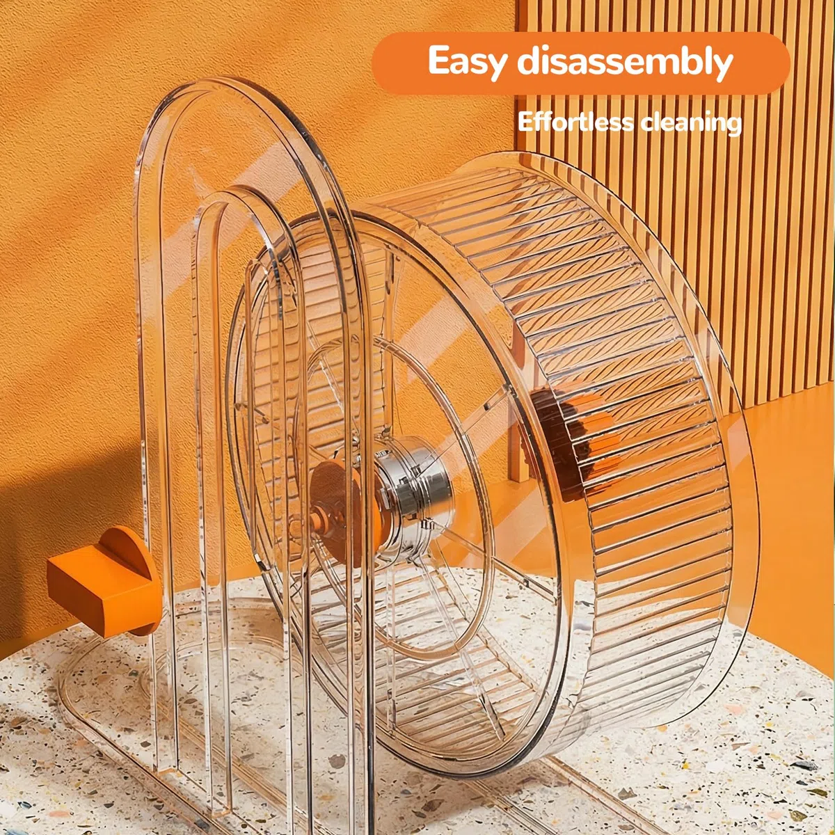 Rueda para Hamster Silenciosa, 21cm Rueda para Correr de Hámster con Soporte Ajustable, Juguete Transparente de Ejercicio para Hamster, Jaula Accessories para Cricetos Enanos, Ratones y Gerbos