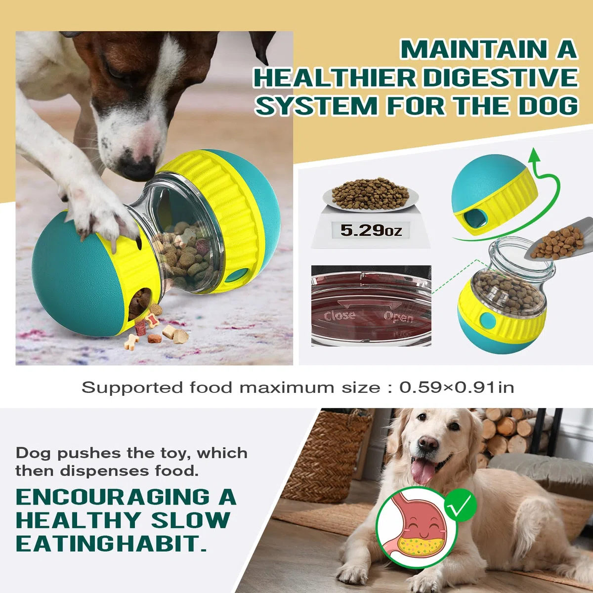 Juguete Interactivo para Perros, Juguete Indestructible para Cachorros, alimentador, dispensador de golosinas, comedero de Rompecabezas para Perros, alimentación Lenta para Razas masticables