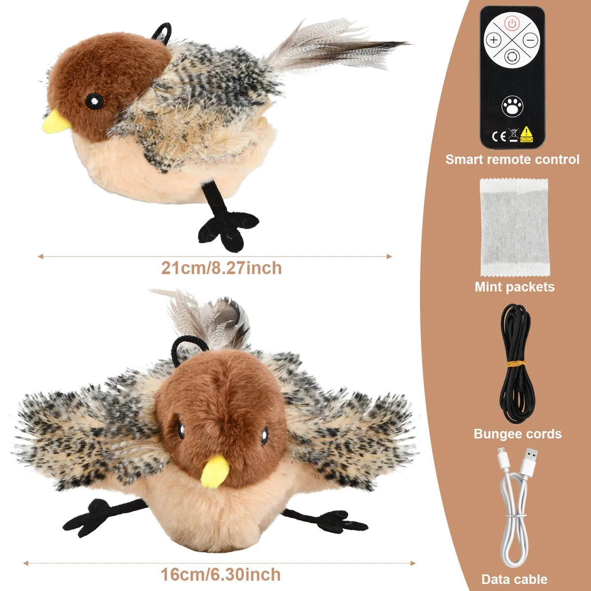 Juguete para Gatos Pajaro Volador con Hierba Gatera, Control Remoto, Juguete Interactivo para Gatos Catnip, Juguetes de Felpa para Gato, Recargable Juguetes para Gato en Movimiento