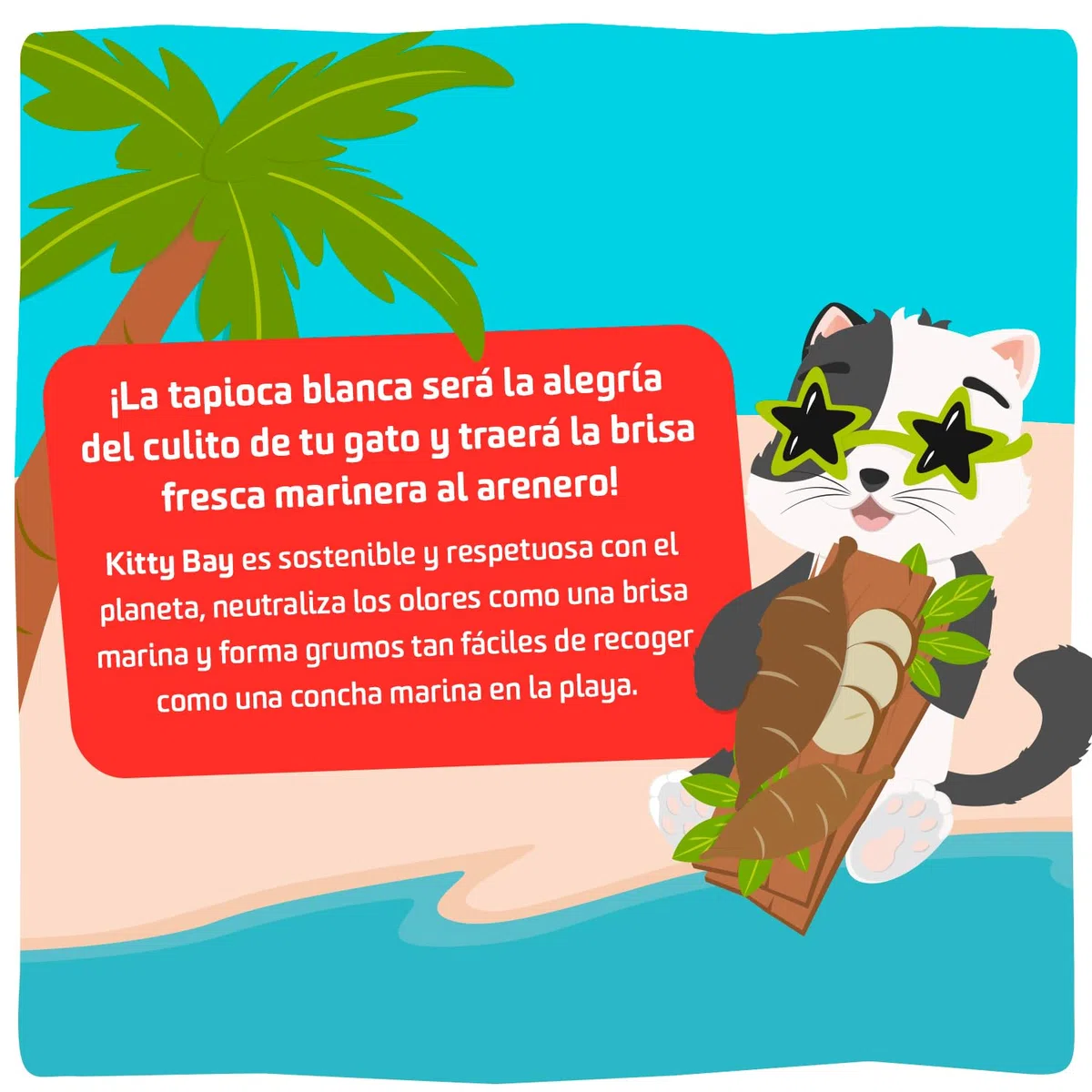 Kitty Bay - Meowtini - Arena para Gatos Eco aglomerante y sin Polvo, Blanco yuca, 10 litros