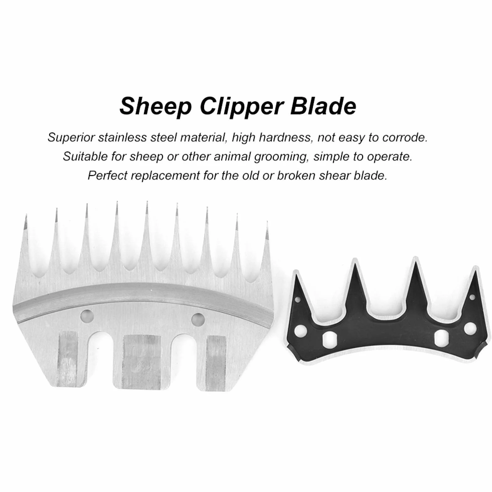 Cuchillas para tijeras para ovejas, cuchillas profesionales universales de acero inoxidable para cortadora de 9/13 dientes, cuchillas rectas / curvas, cuchillas de repuesto(Hoja recta de 9 dientes)