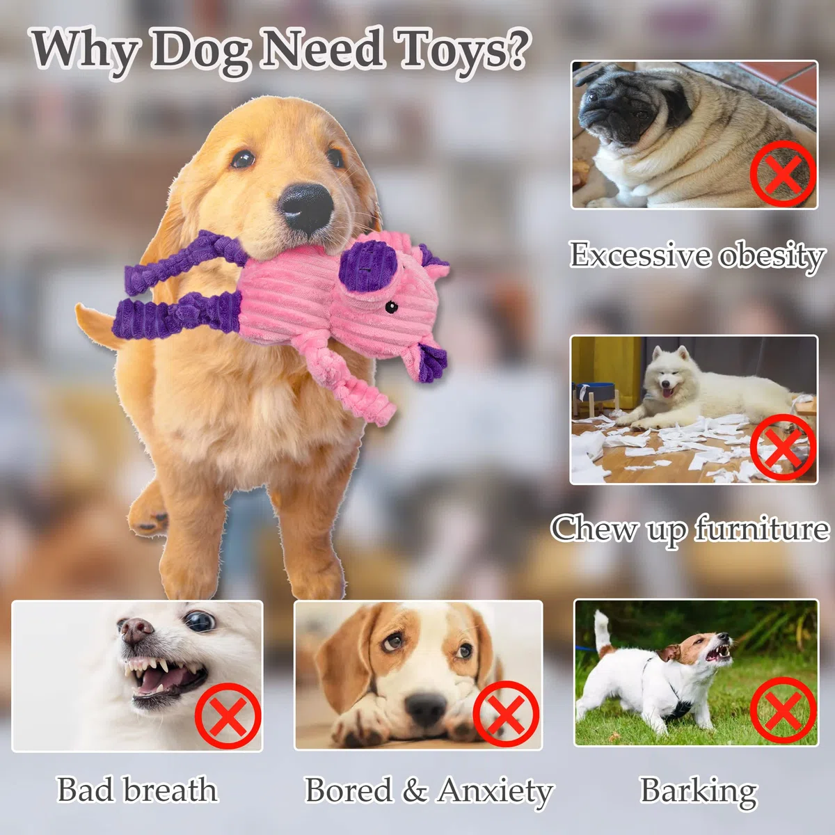 LECHONG Paquete de 5 Juguetes chirriantes para Perros, Juguetes de Peluche para Perros de Todas Las Razas, Peluche Suave para Perros Grandes, medianos y pequeños