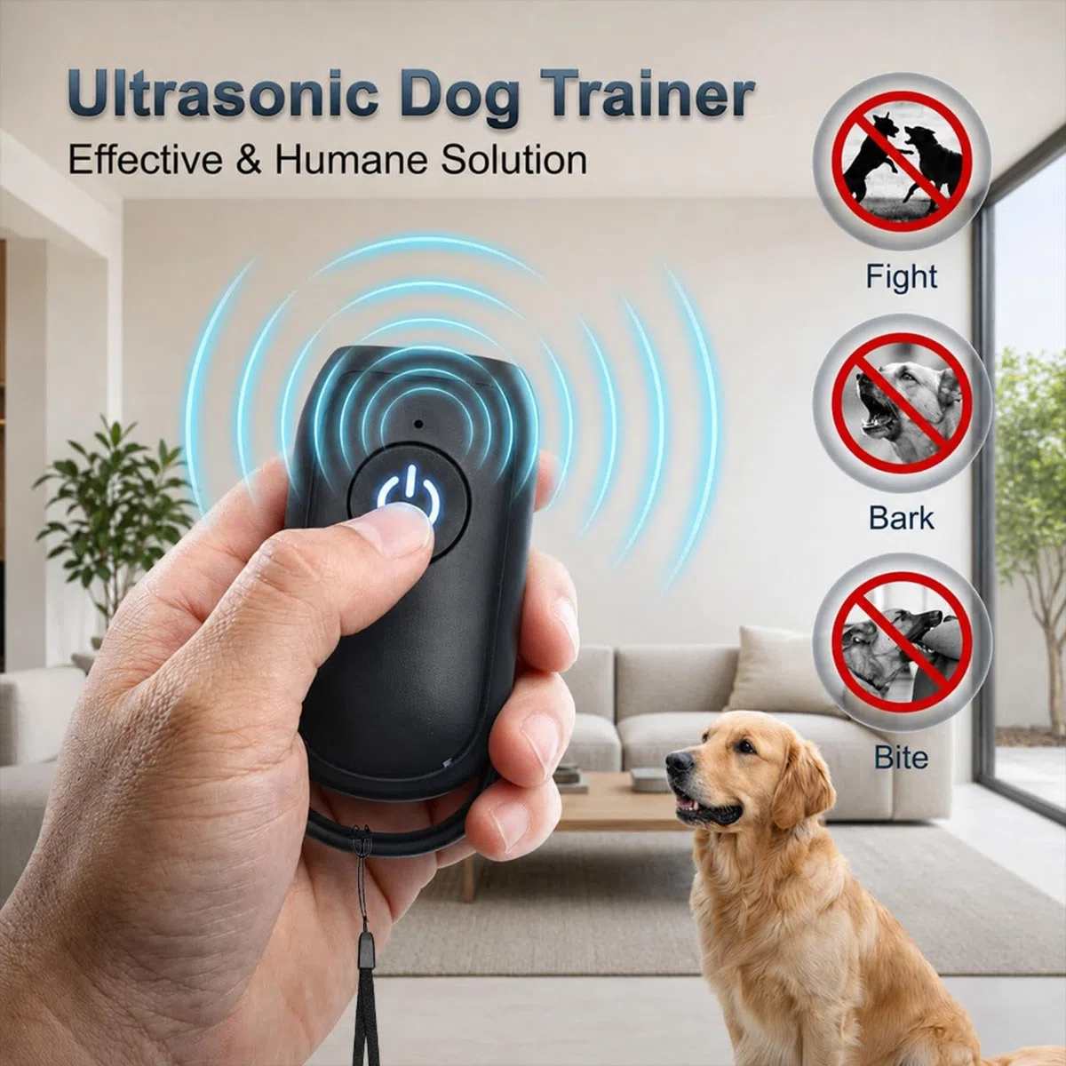 Antiladridos para Perros Ahuyentador de Perros Ultrasonidos Portatil Dispositivo Antiladridos Seguro con Luz LED para Entrenamiento y Control de Ladridos en Interiores y Exteriores