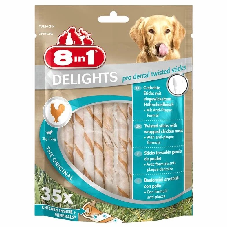 8in1 Delights Pro Dental Twisted Sticks 35 Stück